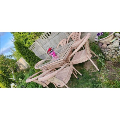 Комплект садовой мебели DECO 6 с прямоугольным столом, капучино Комплект садовой мебели DECO 6 с прямоугольным столом, капучино