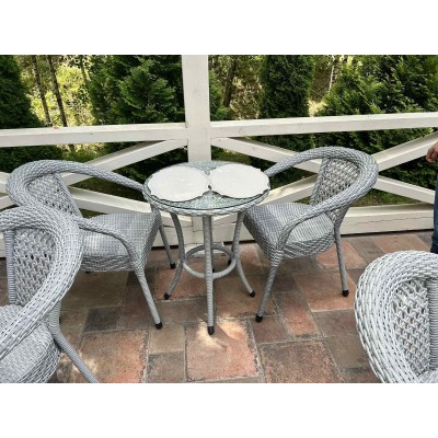 Стол садовый кофейный круглый DECO , серый