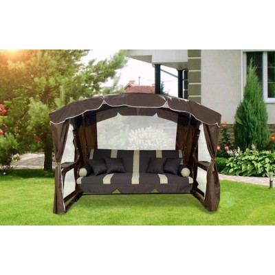 Садовые качели  LetoLux Сингапур (шоколад полоса) Садовые качели  LetoLux Сингапур (шоколад полоса)