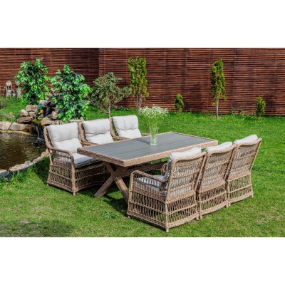 Обеденный комплект садовой мебели ISABELLA из ротанга