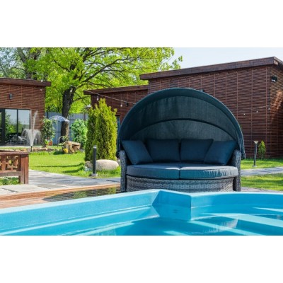 Шезлонг-кровать трансформер из искусственного ротанга Violetta, серый