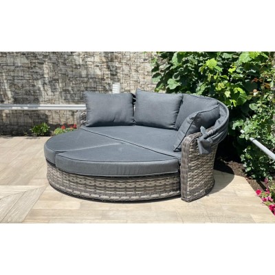 Шезлонг-кровать трансформер из искусственного ротанга Violetta, серый