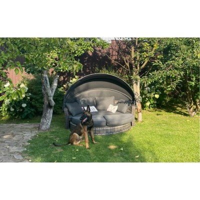 Шезлонг-кровать трансформер из искусственного ротанга Violetta, серый