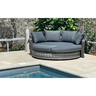 Шезлонг-кровать трансформер из искусственного ротанга Violetta, серый