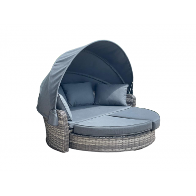 Шезлонг-кровать трансформер из искусственного ротанга Violetta, серый