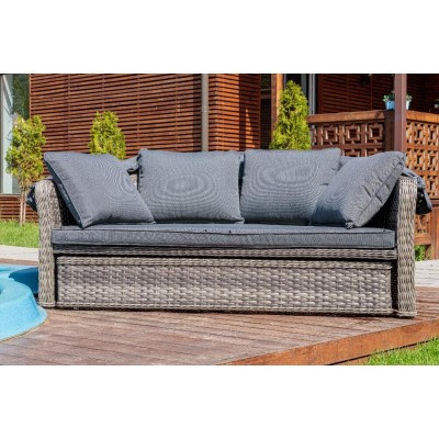 Шезлонг-кровать трансформер из искусственного ротанга Violetta, серый