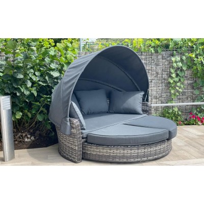 Шезлонг-кровать трансформер из искусственного ротанга Violetta, серый