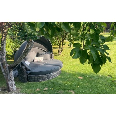 Шезлонг-кровать трансформер из искусственного ротанга Violetta, серый