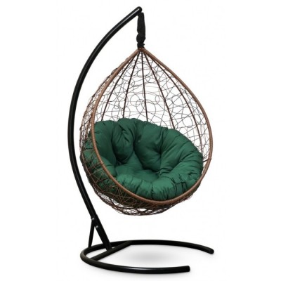 Подвесное кресло-кокон Sevilla Verde горячий шоколад, подушка зеленая