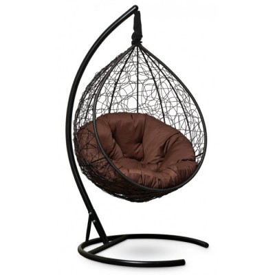 Подвесное кресло-кокон Sevilla Verde черное, подушка коричневая