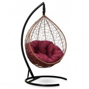 Подвесное кресло-кокон Sevilla Verde горячий шоколад, подушка бордовая