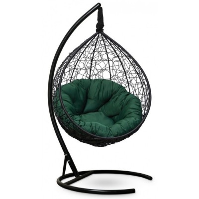 Подвесное кресло-кокон Sevilla Verde черное, подушка зеленая