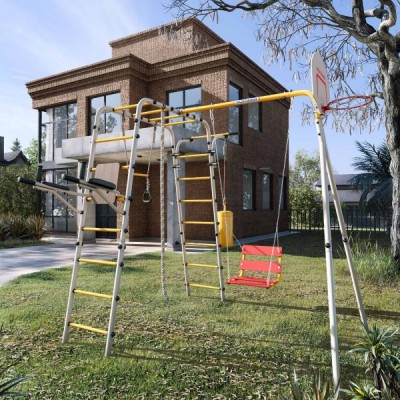 Дачный комплекс Fitness + ЦЕПНЫЕ качели Romana 103.20.05 (серый/жёлтый)