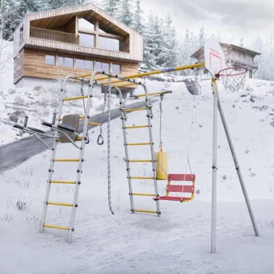 Дачный комплекс Fitness + ЦЕПНЫЕ качели Romana 103.20.05 (серый/жёлтый)