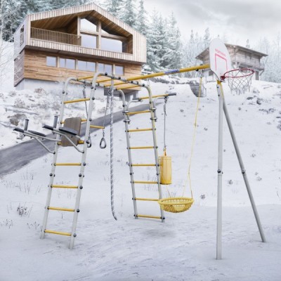 Дачный комплекс Fitness + СЕТКА качели Romana 103.20.05 (серый/жёлтый) Дачный комплекс Fitness + СЕТКА качели Romana 103.20.05 (серый/жёлтый)