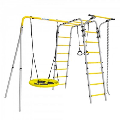 Дачный комплекс Весёлая лужайка-2 + ГНЕЗДО качели Romana R 103.25.04 (серый/жёлтый)