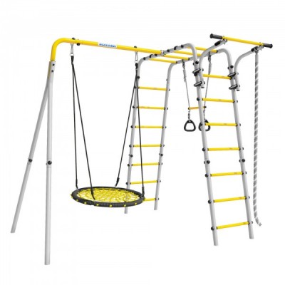 Дачный комплекс Весёлая лужайка-2 + ГНЕЗДО качели-гнездо 80 см R 103.25.04 (серый/жёлтый)