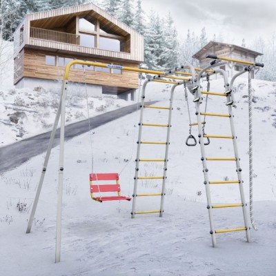 Дачный комплекс Весёлая лужайка-2 + ЦЕПНЫЕ качели Romana R 103.25.04 (серый/жёлтый)