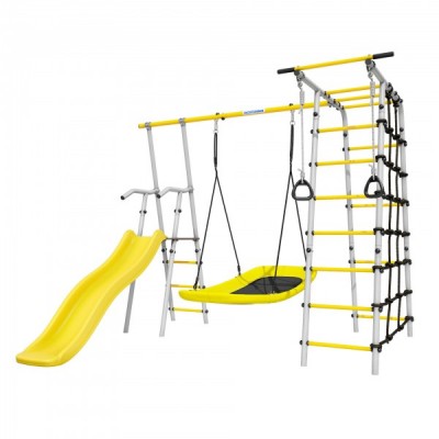 Дачный комплекс Богатырь + ЛОДКА качели Romana 103.07.06 (серый/жёлтый)