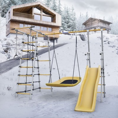 Дачный комплекс Богатырь + ЛОДКА качели Romana 103.07.06 (серый/жёлтый)