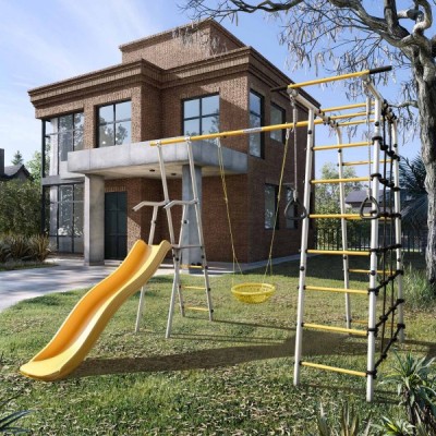 Дачный комплекс Богатырь + СЕТКА качели Romana 103.07.06 (серый/жёлтый) Дачный комплекс Богатырь + СЕТКА качели Romana 103.07.06 (серый/жёлтый)