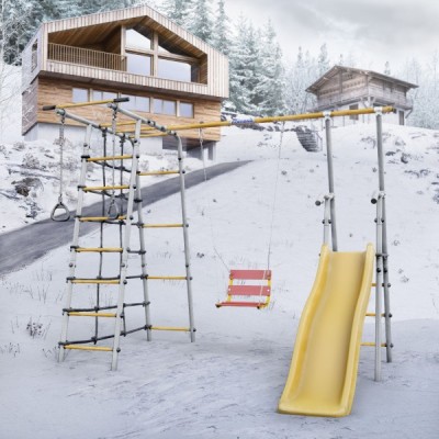 Дачный комплекс Богатырь + ЦЕПНЫЕ качели Romana 103.07.06 (серый/жёлтый)