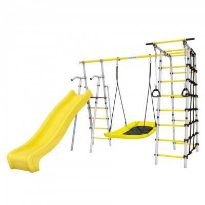 Дачный комплекс Богатырь MAX + ЛОДКА качели Romana 103.07.07 (серый/жёлтый)