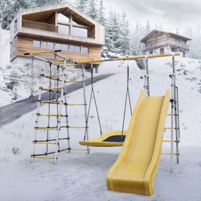 Дачный комплекс Богатырь MAX + ЛОДКА качели Romana 103.07.07 (серый/жёлтый)