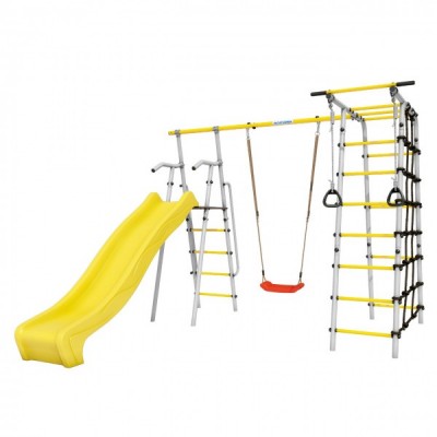 Дачный комплекс Богатырь MAX + ПЛАСТИКОВЫЕ качели Romana 103.07.07 (серый/жёлтый)
