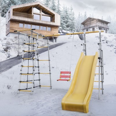 Дачный комплекс Богатырь MAX + ЦЕПНЫЕ качели Romana 103.07.07 (серый/жёлтый)