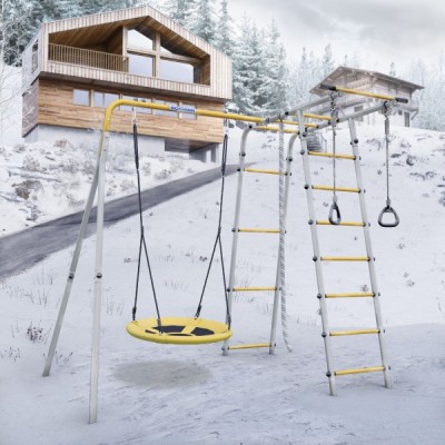 Дачный комплекс Лесная поляна 3 + ГНЕЗДО качели Romana R 103.26.05 (серый/жёлтый) Дачный комплекс Лесная поляна 3 + ГНЕЗДО качели Romana R 103.26.05 (серый/жёлтый)