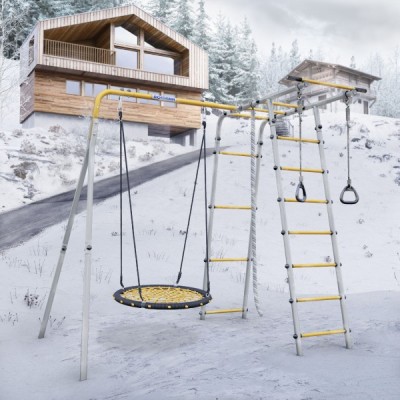 Дачный комплекс Лесная поляна 3 + ГНЕЗДО качели-гнездо 80 см Romana R 103.26.05 (серый/жёлтый)