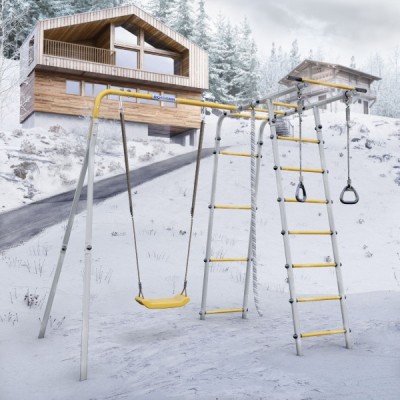 Дачный комплекс Лесная поляна 3 + ПЛАСТИКОВЫЕ качели Romana R 103.26.05 (серый/жёлтый) Дачный комплекс Лесная поляна 3 + ПЛАСТИКОВЫЕ качели Romana R 103.26.05 (серый/жёлтый)