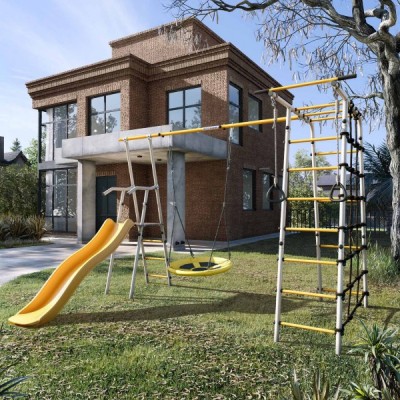 Дачный комплекс Богатырь Плюс 2 + ГНЕЗДО качели Romana 103.12.06 (серый/жёлтый) Дачный комплекс Богатырь Плюс 2 + ГНЕЗДО качели Romana 103.12.06 (серый/жёлтый)