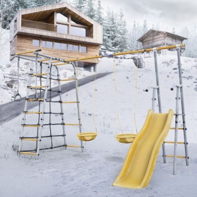 Дачный комплекс Богатырь Плюс 2 + СЕТКА качели Romana 103.12.06 (серый/жёлтый) Дачный комплекс Богатырь Плюс 2 + СЕТКА качели Romana 103.12.06 (серый/жёлтый)