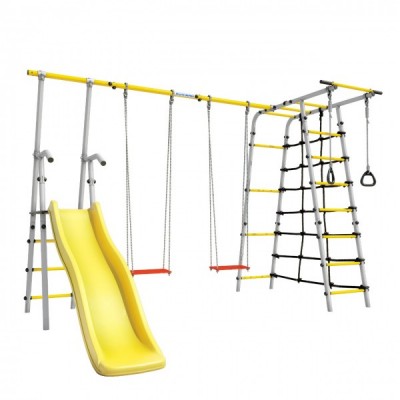 Дачный комплекс Богатырь Плюс 2 + ФАНЕРНЫЕ качели Romana 103.12.06 (серый/жёлтый) Дачный комплекс Богатырь Плюс 2 + ФАНЕРНЫЕ качели Romana 103.12.06 (серый/жёлтый)