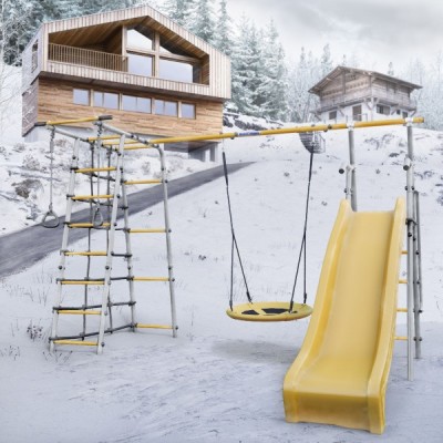 Дачный комплекс Богатырь Плюс 2 MAX + ГНЕЗДО качели Romana 103.12.07 (серый/жёлтый)