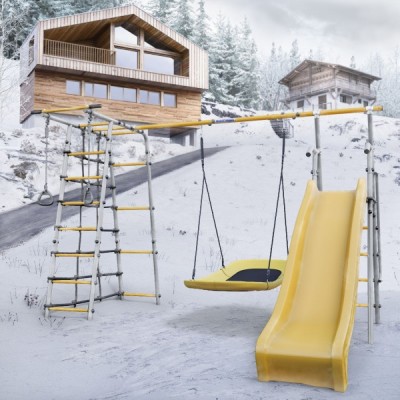 Дачный комплекс Богатырь Плюс 2 MAX + ЛОДКА качели Romana 103.12.07 (серый/жёлтый)