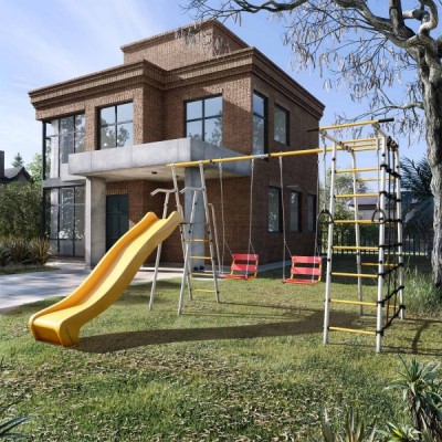 Дачный комплекс Богатырь Плюс 2 MAX + ЦЕПНЫЕ качели Romana 103.12.07 (серый/жёлтый) Дачный комплекс Богатырь Плюс 2 MAX + ЦЕПНЫЕ качели Romana 103.12.07 (серый/жёлтый)