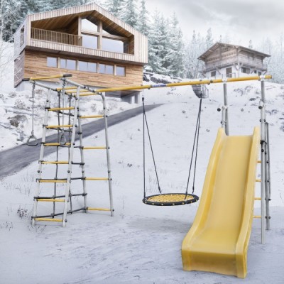 Дачный комплекс Богатырь Плюс 2 MAX + ГНЕЗДО качели-гнездо 80 см Romana 103.12.07 (серый/жёлтый)