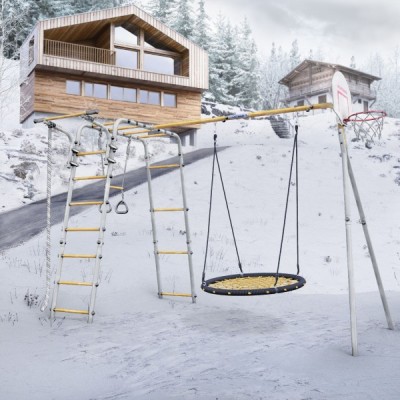 Дачный комплекс Акробат 2 + Качели ГНЕЗДО-СЕТКА 100 см Romana 103.19.05 (серый/жёлтый) Дачный комплекс Акробат 2 + Качели ГНЕЗДО-СЕТКА 100 см Romana 103.19.05 (серый/жёлтый)