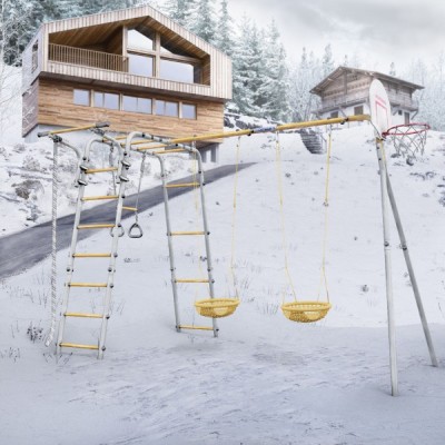 Дачный комплекс Акробат 2 + СЕТКА качели Romana 103.19.05 (серый/жёлтый)