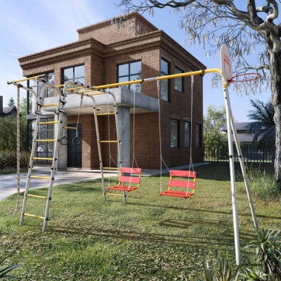 Дачный комплекс Акробат 2 + ЦЕПНЫЕ качели Romana R 103.19.05 (серый/жёлтый) Дачный комплекс Акробат 2 + ЦЕПНЫЕ качели Romana R 103.19.05 (серый/жёлтый)