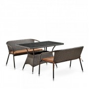 Обеденный комплект плетеной мебели с диванами T198D/S139B-W53 Brown