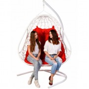 Двойное подвесное кресло BiGarden Primavera White (красная подушка)