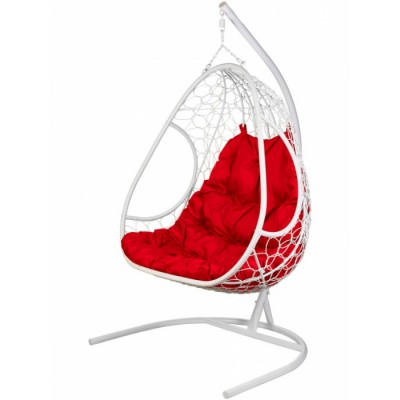 Двойное подвесное кресло BiGarden Primavera White (красная подушка)