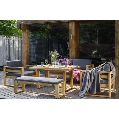 Диванный комплект из акации BOOKA с обеденным столом