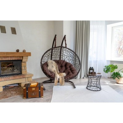 Двухместное подвесное кресло Риторика Магна коричневое с коричневой подушкой