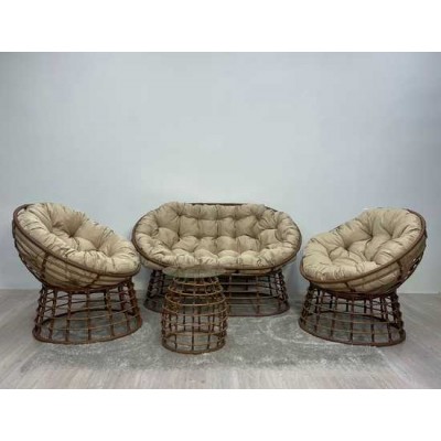 Комплект для отдыха SAVIRA (диван + 2 кресла + столик) горячий шоколад