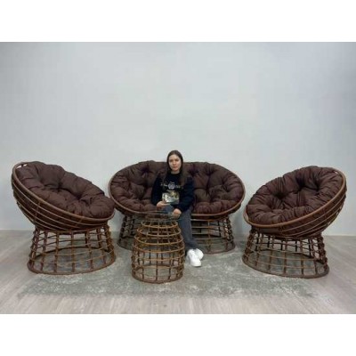 Комплект для отдыха SAVIRA (диван + 2 кресла + столик) горячий шоколад